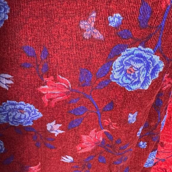 Free People Bohemian Grunge Witchy Corduroy Gail Midi Dress Scarlet Combo Medium - Picture 10 of 14